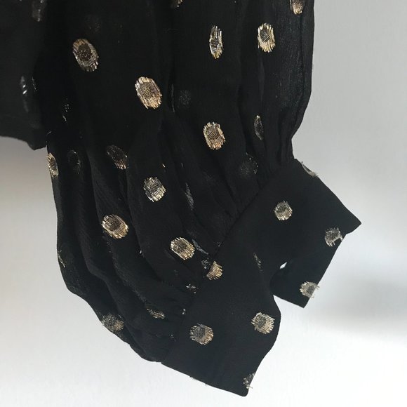 ⚡️SOLD ON KIJIJI⚡️✨HOST PICK✨Sandro Lunea Ruffled Metallic Dot Blouse (NWT) - Picture 10 of 16